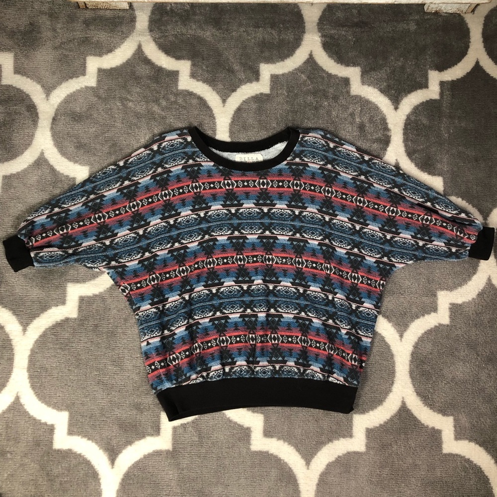 BillaBong Shirt Womens Medium Aztec Southwestern Top Short Sleeve Pullover